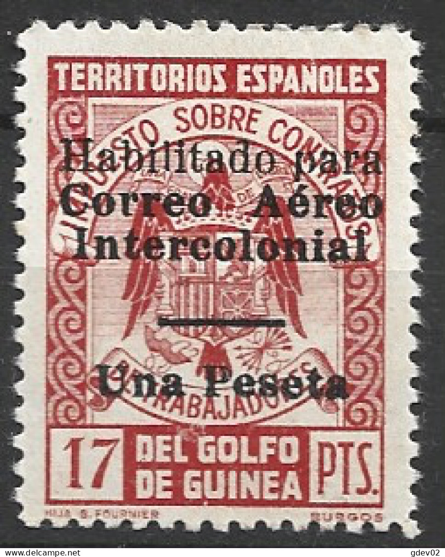 GUI259L-3815TFP.Guinee GUINEA ESPAÑOLA SELLOS FISCALES AEREO 1939/41.(Ed  259L**).sin Charnela.LUJO RARO - Fiscal-postal