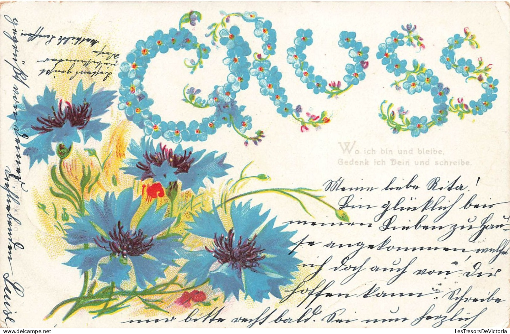 FANTAISIES - Gruss - Fleurs - Carte Postale Ancienne - Otros & Sin Clasificación