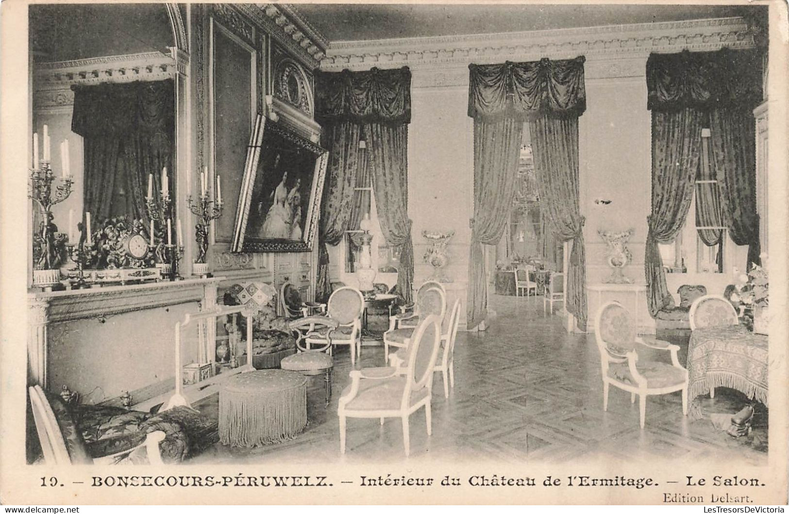 BELGIQUE - Bonsecours Peruwelz - Intérieur Du Château De L'Ermitage - Le Salon - Carte Postale Ancienne - Peruwelz
