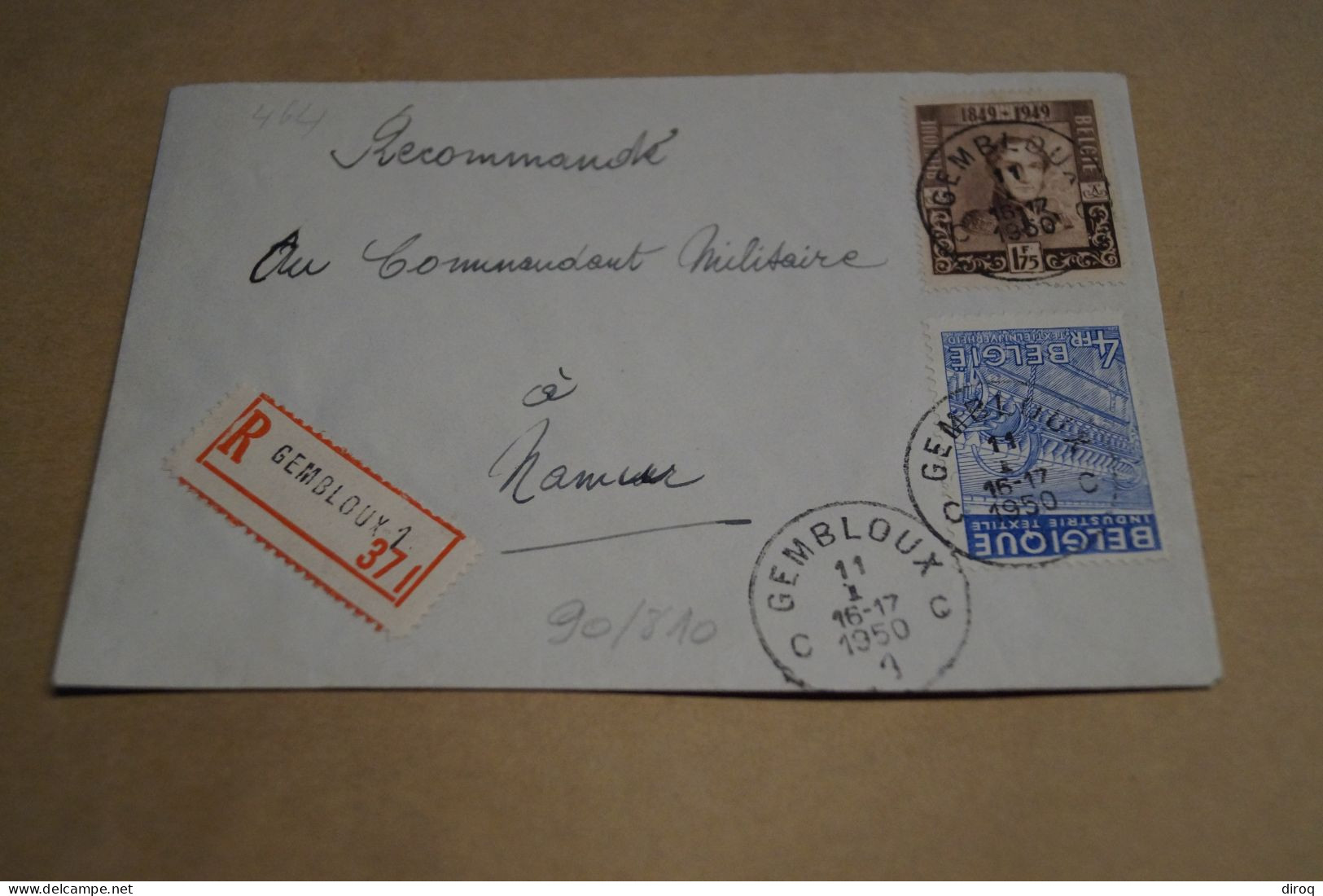 Bel Envoi Recommandé Gembloux 371,belles Oblitérations,90:810, Année 1950 - Storia Postale