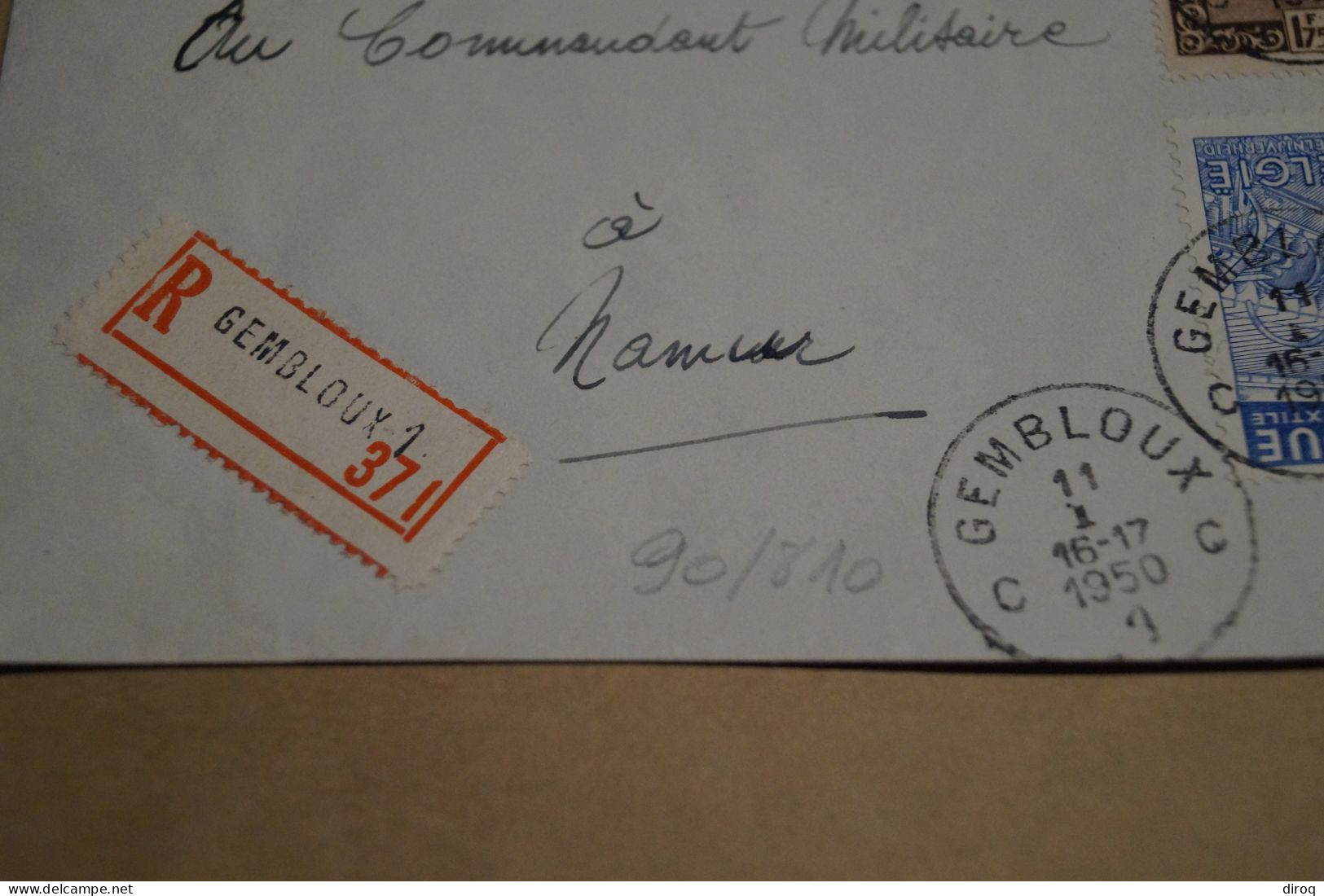Bel Envoi Recommandé Gembloux 371,belles Oblitérations,90:810, Année 1950 - Covers & Documents