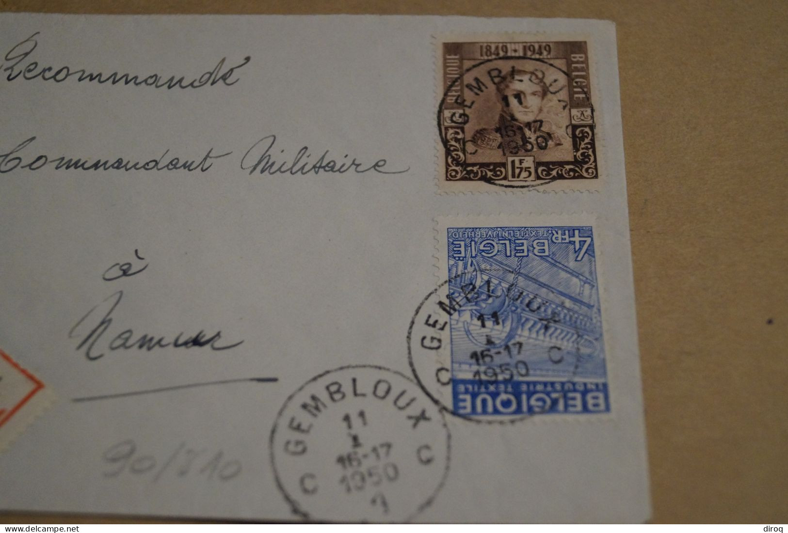 Bel Envoi Recommandé Gembloux 371,belles Oblitérations,90:810, Année 1950 - Briefe U. Dokumente
