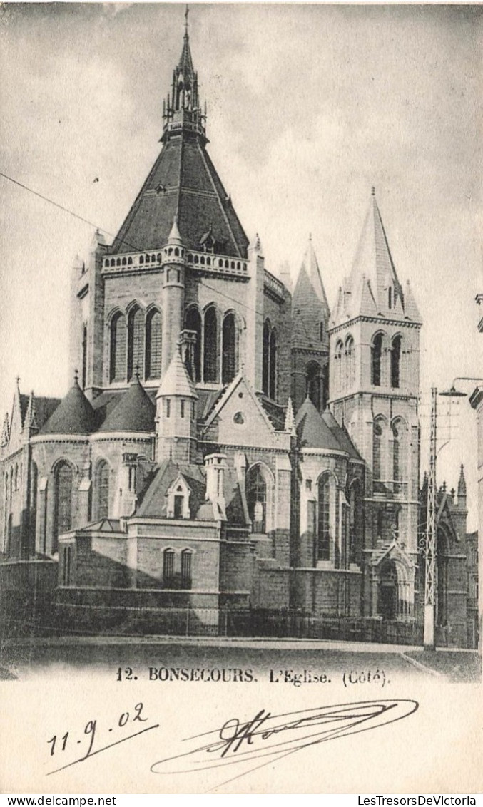 BELGIQUE -  Péruwelz - Bonsecours - L'Eglise (Côté) - Dos Non Divisé -  Carte Postale Ancienne - Péruwelz