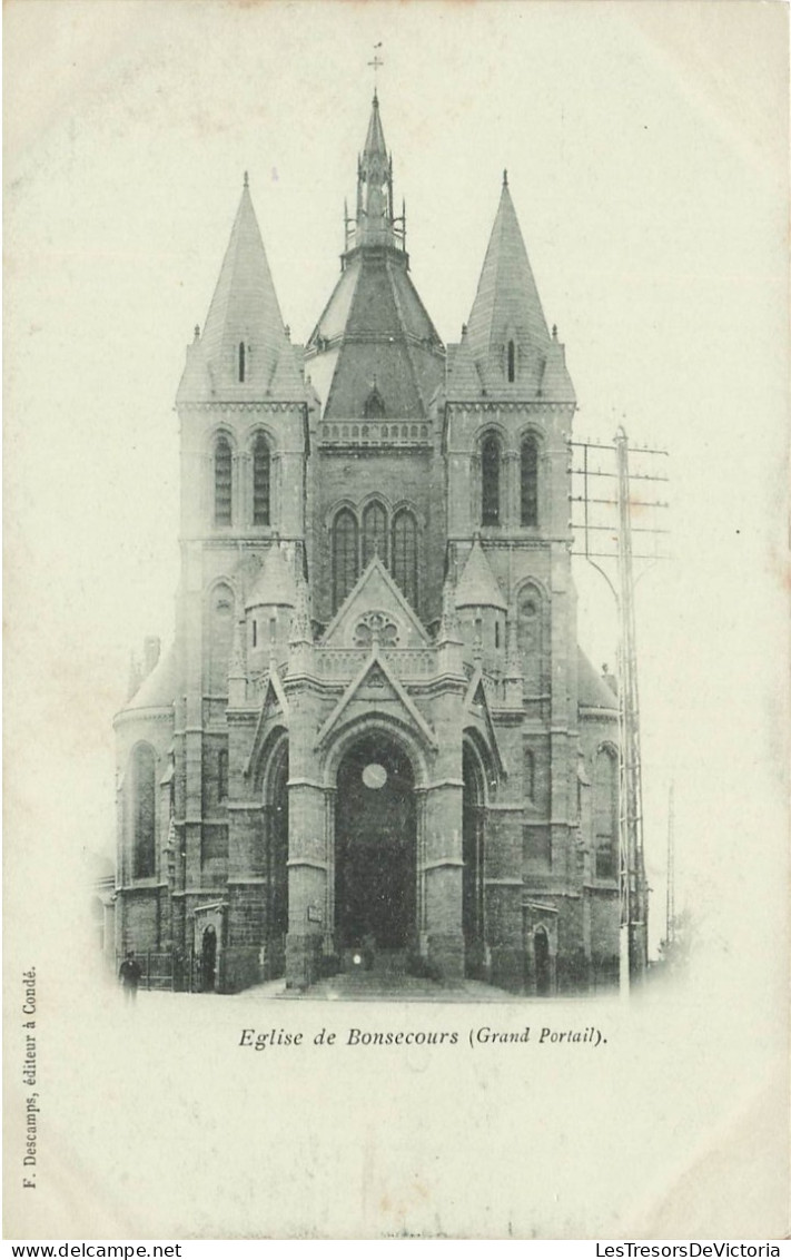 BELGIQUE -  Péruwelz - - L'Eglise De Bonsecours - Grand Portail - Dos Non Divisé -  Carte Postale Ancienne - Peruwelz