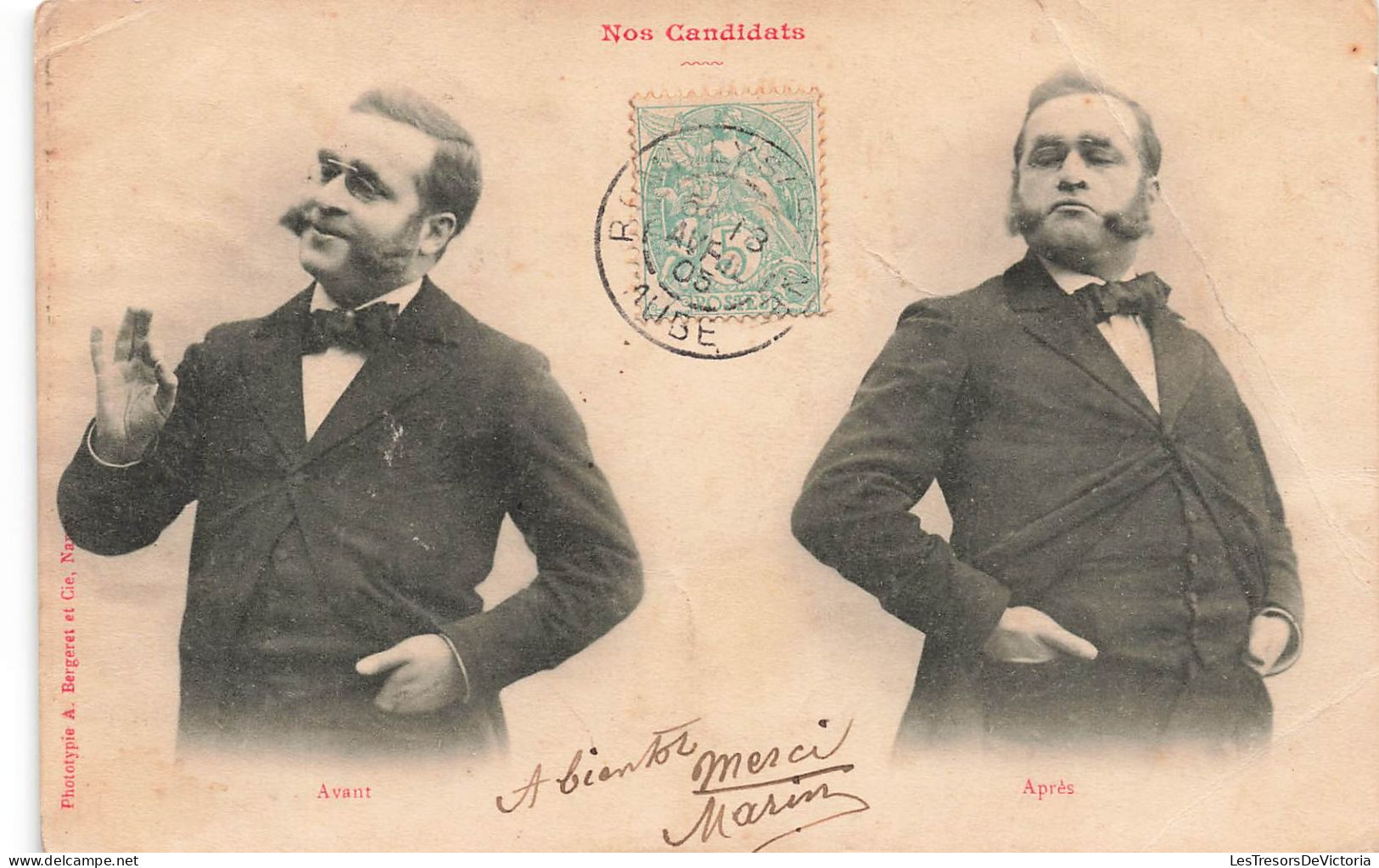 FANTAISIES - Nos Candidats - Avant Et Après D'un Homme - Carte Postale Ancienne - Hommes