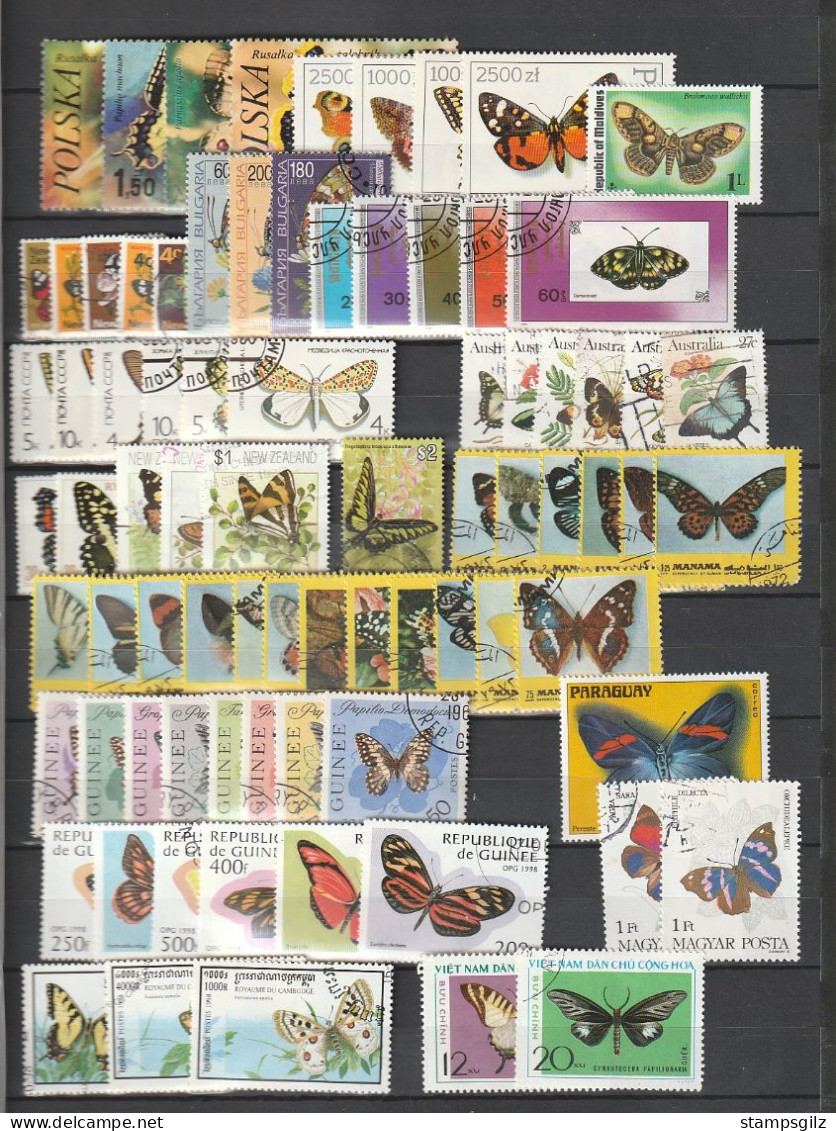 Lot Papillons (environ 130 Timbres) Neufs Et Oblitérés Tous Differents - Collections (sans Albums)