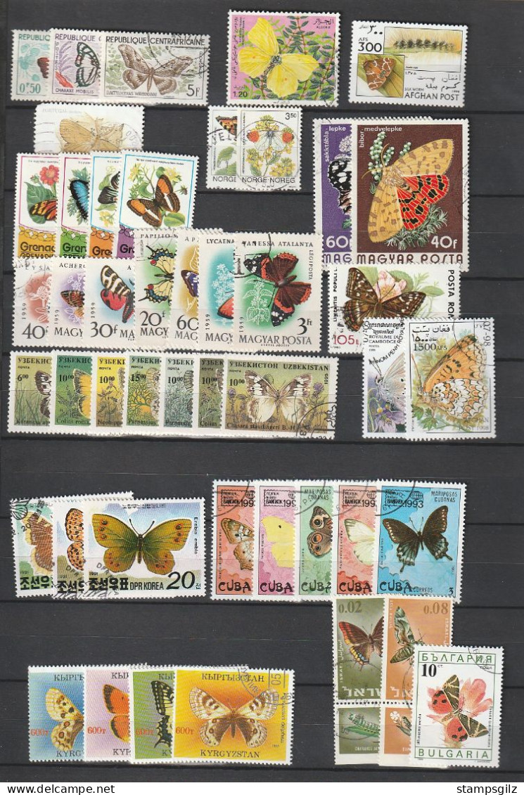 Lot Papillons (environ 130 Timbres) Neufs Et Oblitérés Tous Differents - Collections (sans Albums)