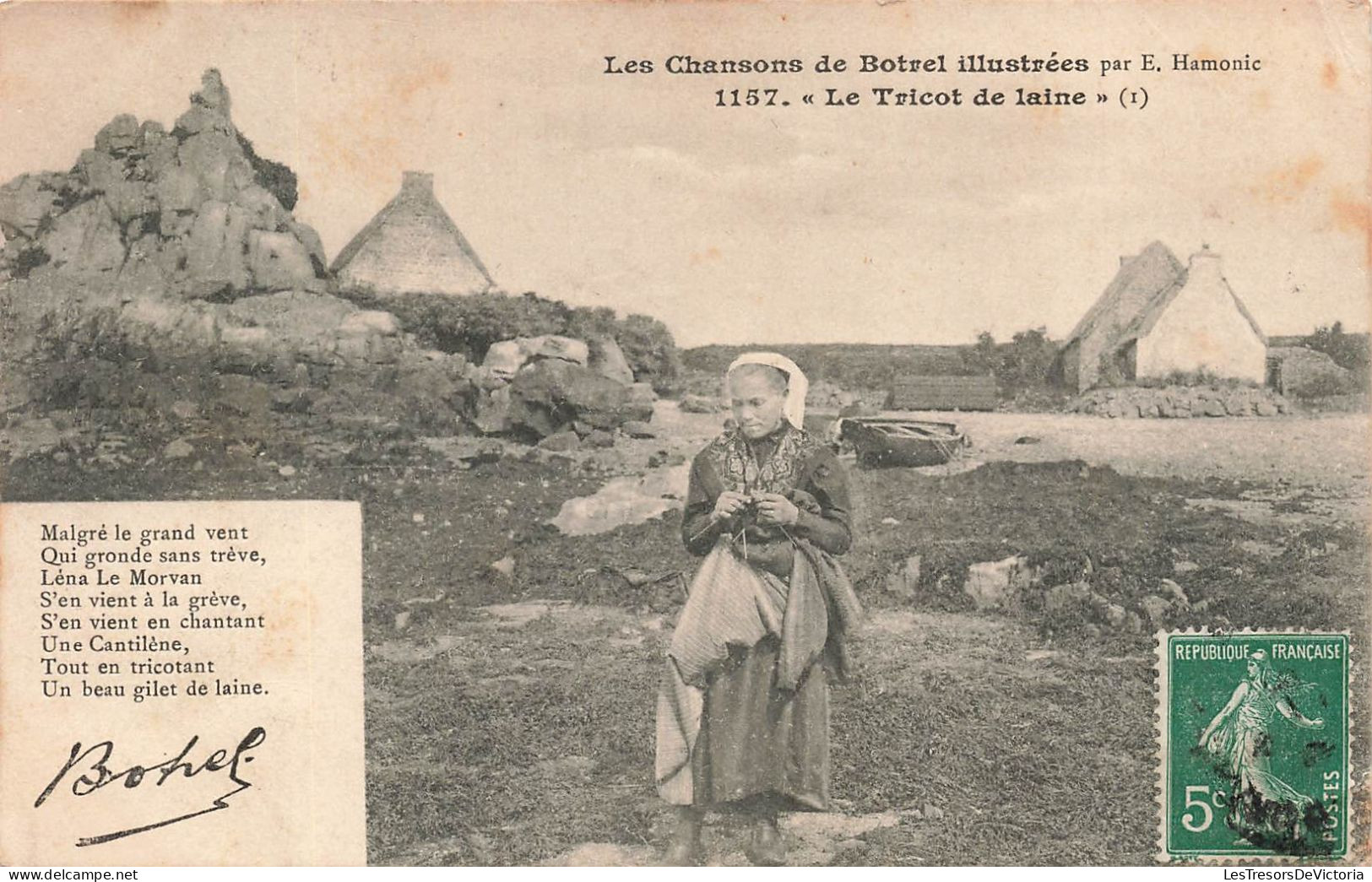 FOLKLORE - Musique - Les Chansons De Botrel Illustrées - Le Tricot De Laine - Carte Postale Ancienne - Música