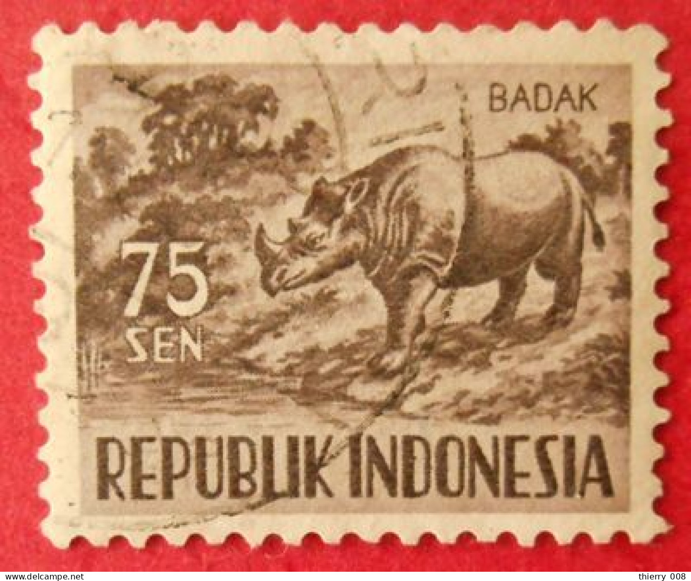 F87 Republik Indonesia Indonésie Badak Rhinocéros - Neushoorn