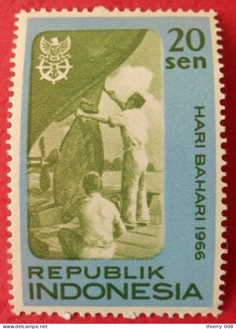 F91 Republik Indonesia Indonésie Hari Bahari 1966 Neuf Trace De Charnière Et Petite Tache Au Dos - Fabbriche E Imprese