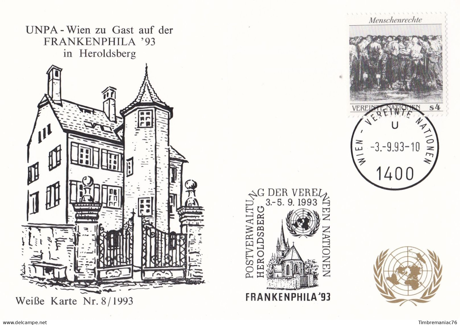 Nations Unies Vienne. Carte Postale 1989 YT 96 Oblitéré 1er Jour - Cartoline Maximum