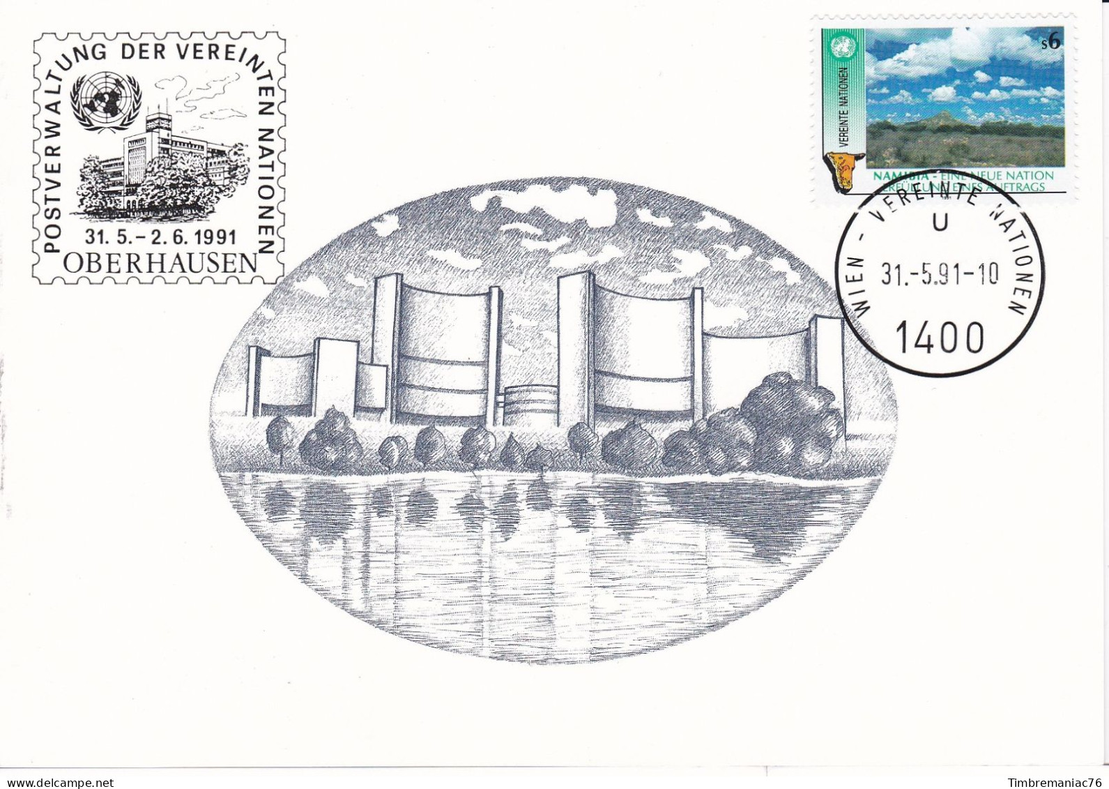 Nations Unies Vienne. Carte Postale 1991 YT 122 Oblitérés 1er Jour - Cartes-maximum