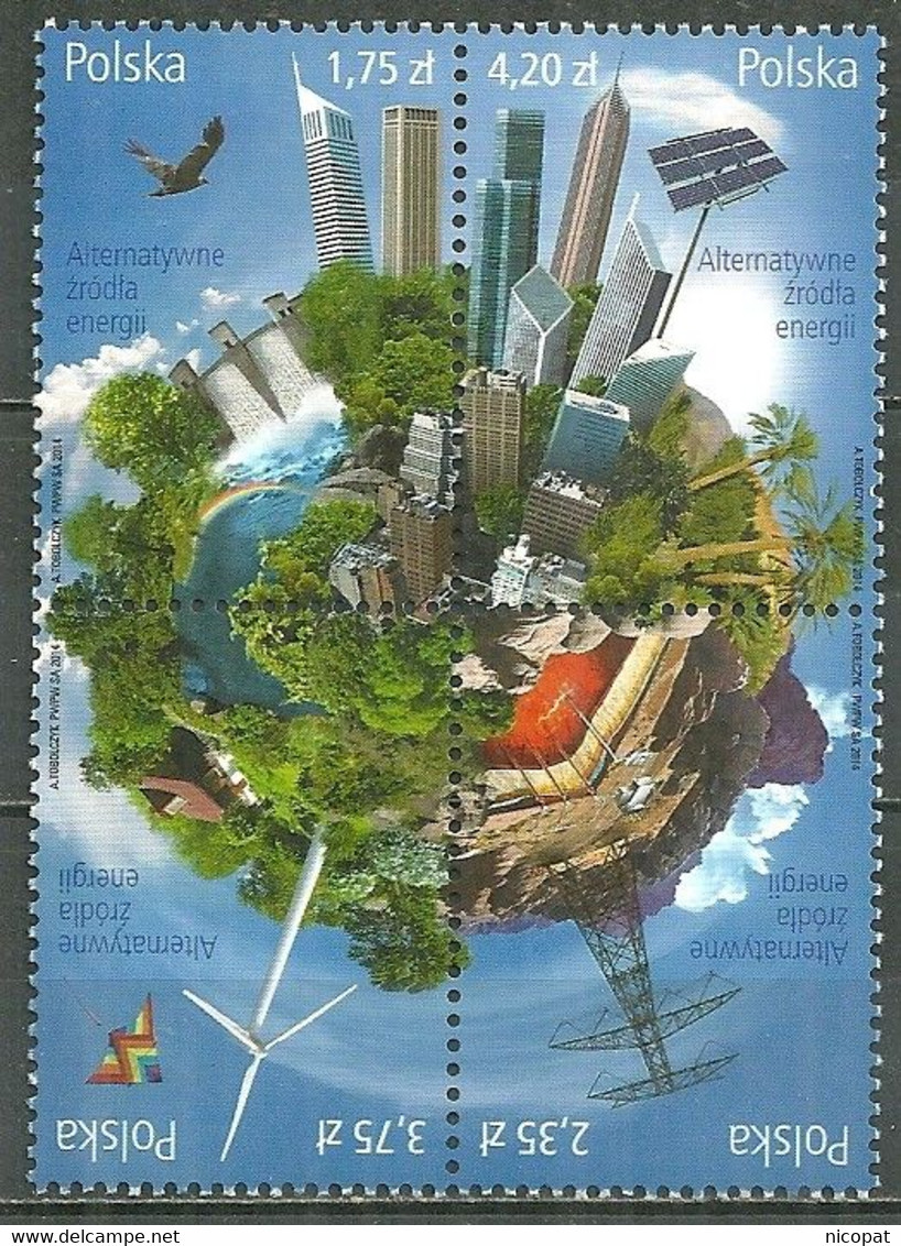 POLAND MNH ** 4374-77 Sources D'énergie Alternatives Oiseau Forêt Arbre Cerf Volant - Unused Stamps