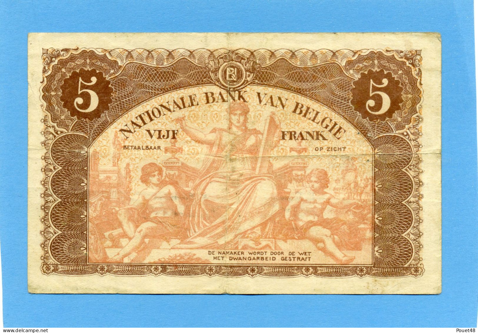 BELGIQUE - 5 Francs 1914, Circulé (B.27) - 5 Francs