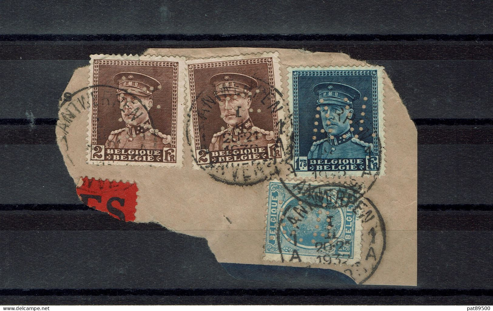 BELGIQUE Lot De 4 Perforé Sur FRAGMENT "  A.V.  " - Zonder Classificatie