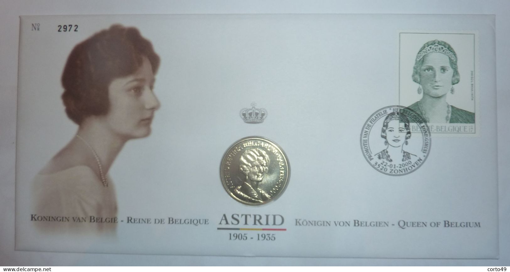 N°2972- NUMISLETTER - ASTRID -REINE DE  BELGIQUE  1905 - 1935  - 22-1-2000  , Voir Les 3 Scans ! - Numisletter