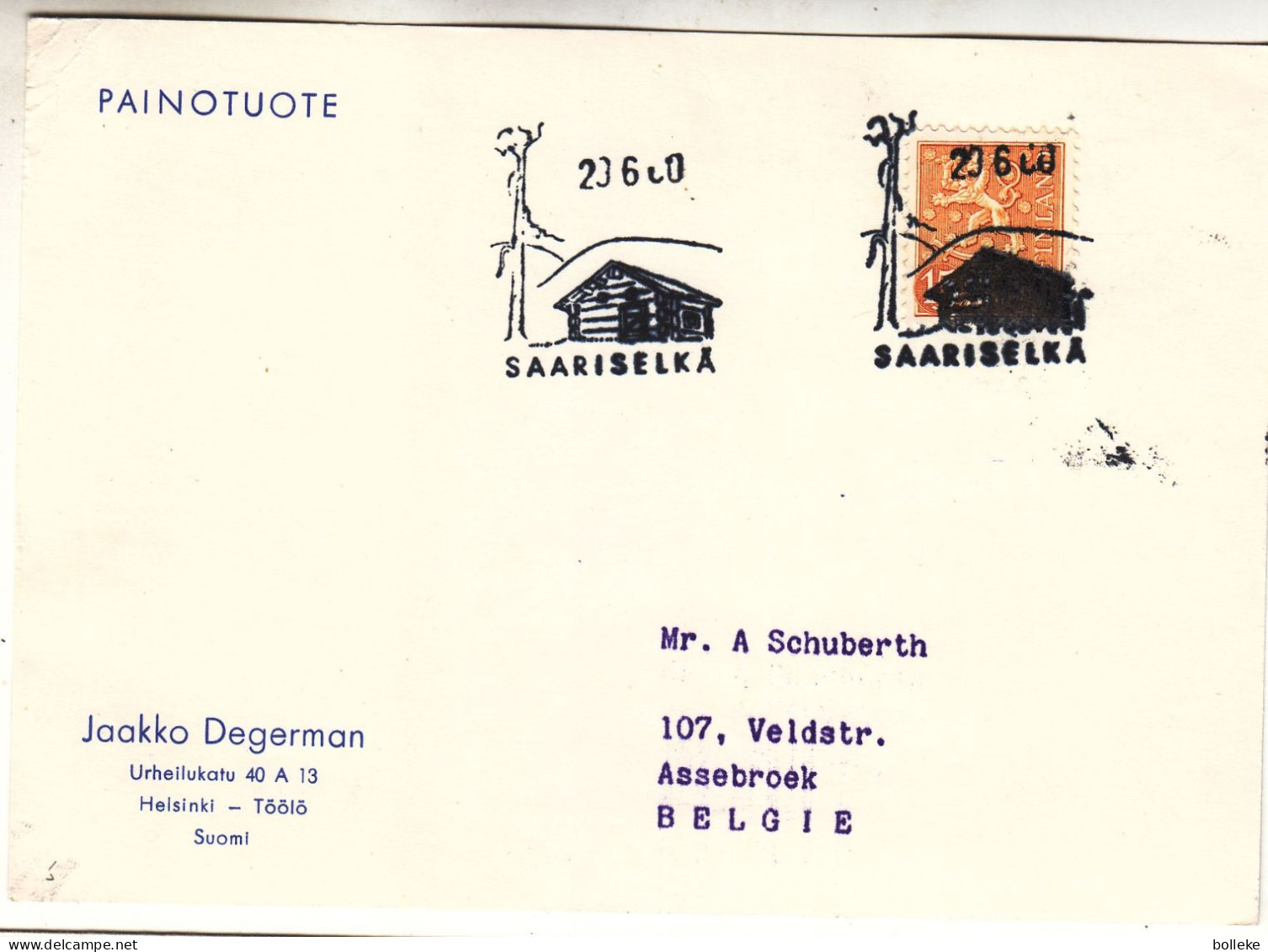 Finlande - Carte Postale De 1960 - Oblit Saariselka - - Covers & Documents