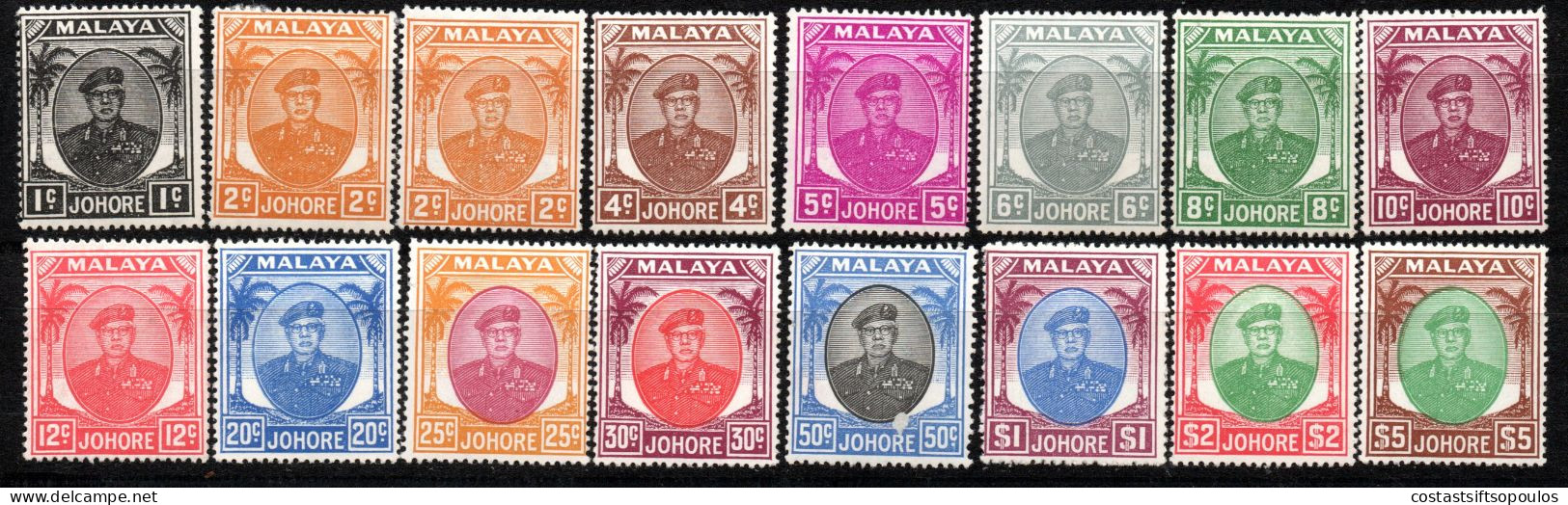 2340. JOHORE 1949-1955 SULTAN SIR IBRAHIM 16 MNH VALUES LOT (NOT SET) - Johore