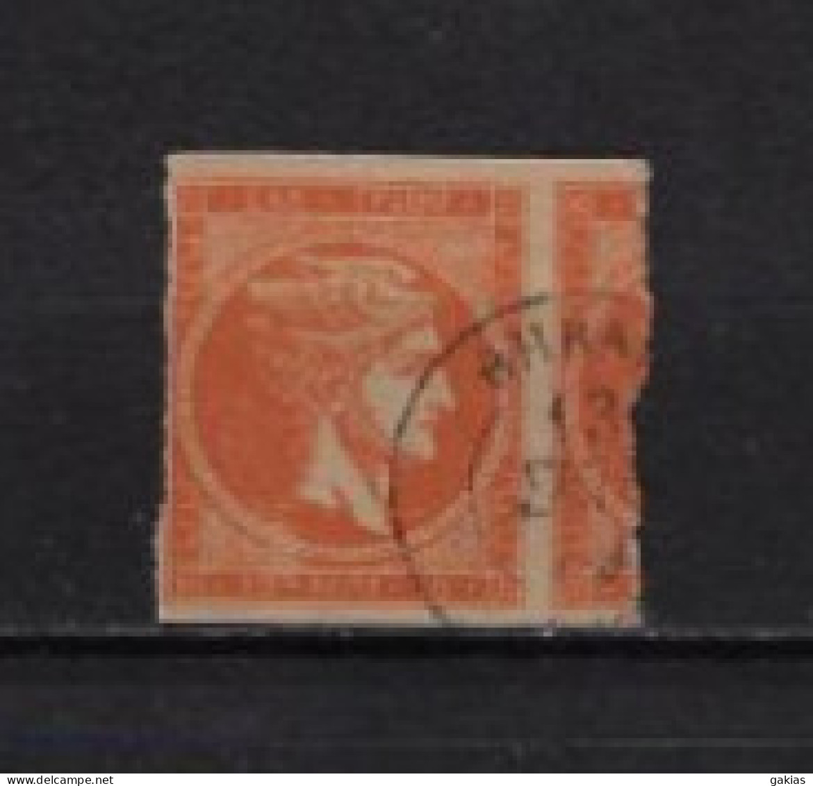 GREECE, LARGE HERMES HEAD 10 L., Postmark  "THIVAI"(ΘΗΒΑΙ) Type 2. VERY GOOD POSTMARK. - Usados