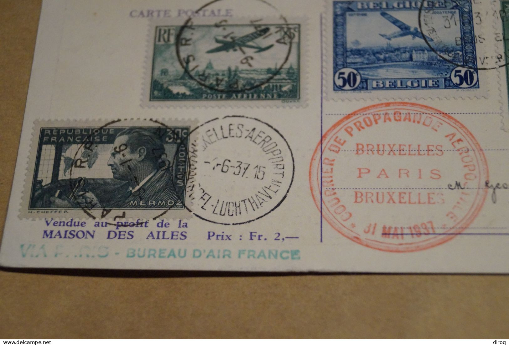 Très Bel Envoi Poste Aérienne,carte 1937, 1er Salon , Collection ,collector - Covers & Documents