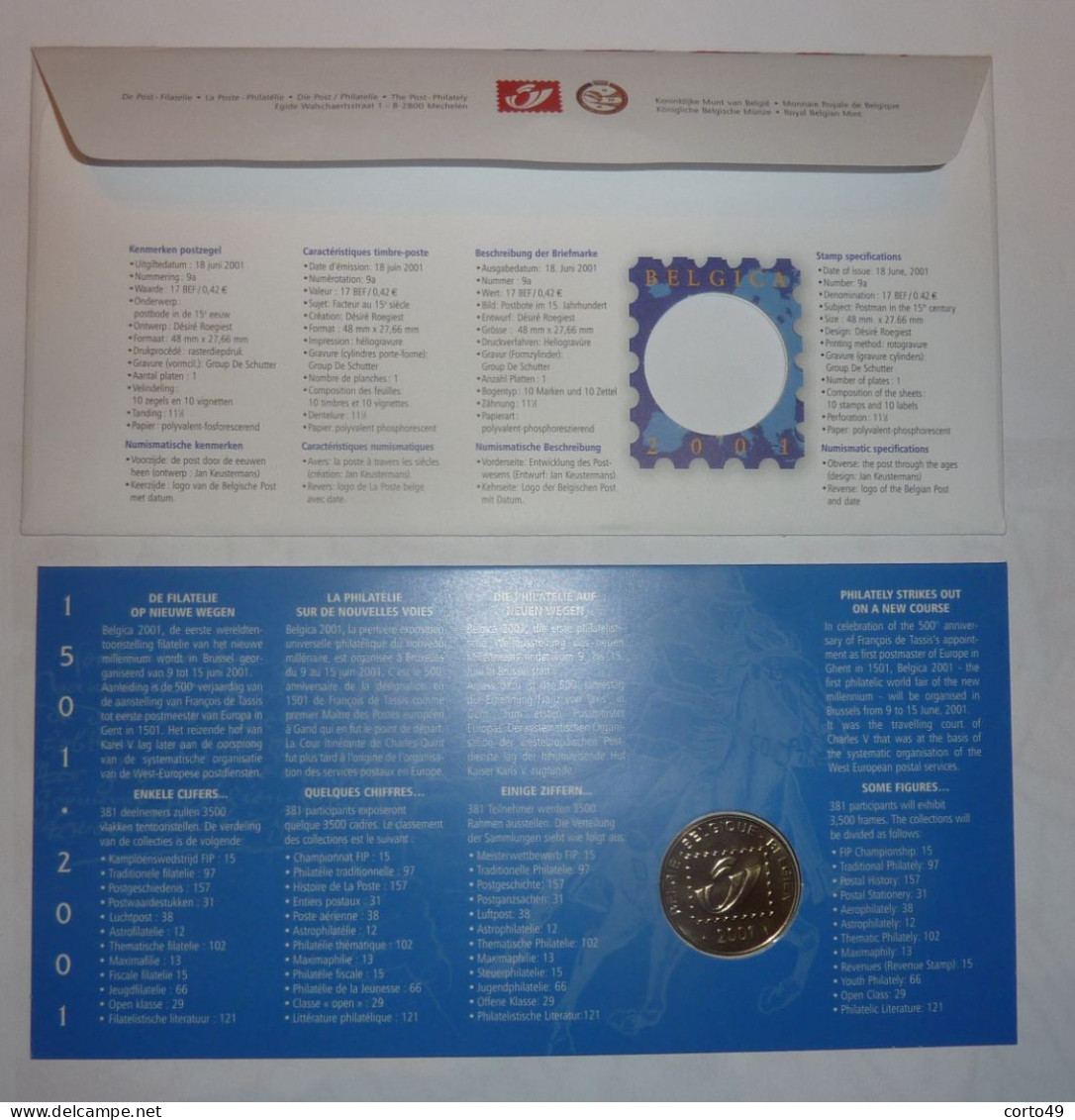 N°2550 NUMISLETTER - 500 ANS DE POSTE EUROPEENNE   9-6-2001 , Voir Les 3 Scans ! - Numisletters