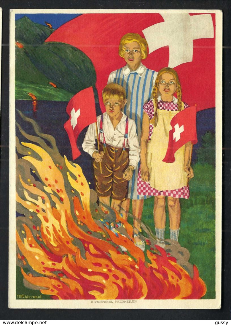 SUISSE Ca.1930: CP Ill. Entier De 10c De La Fête Nationale Suisse, Neuve - Entiers Postaux