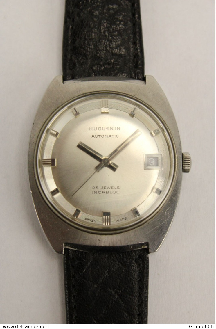 Huguenin - Automatic Men's Watch - With Day Indicator - 1970's - Andere & Zonder Classificatie