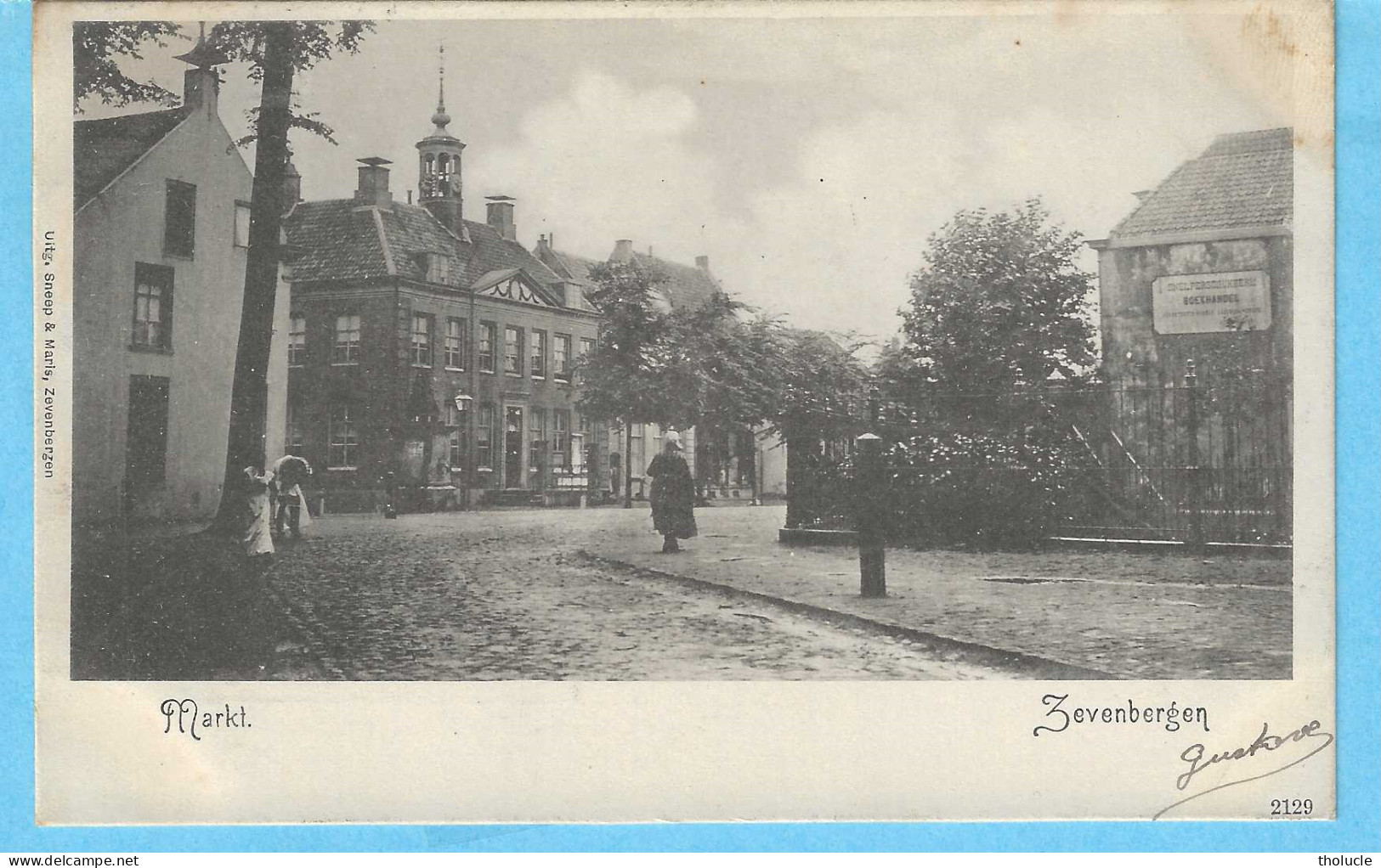 Moerdijk-(Zevenbergen)-1905-Markt Met Sint-Catharinakerk-Boekhan (Rechterkant)-Uitg.Sneep & Maris, Zevenbergen-Rare - Zevenbergen