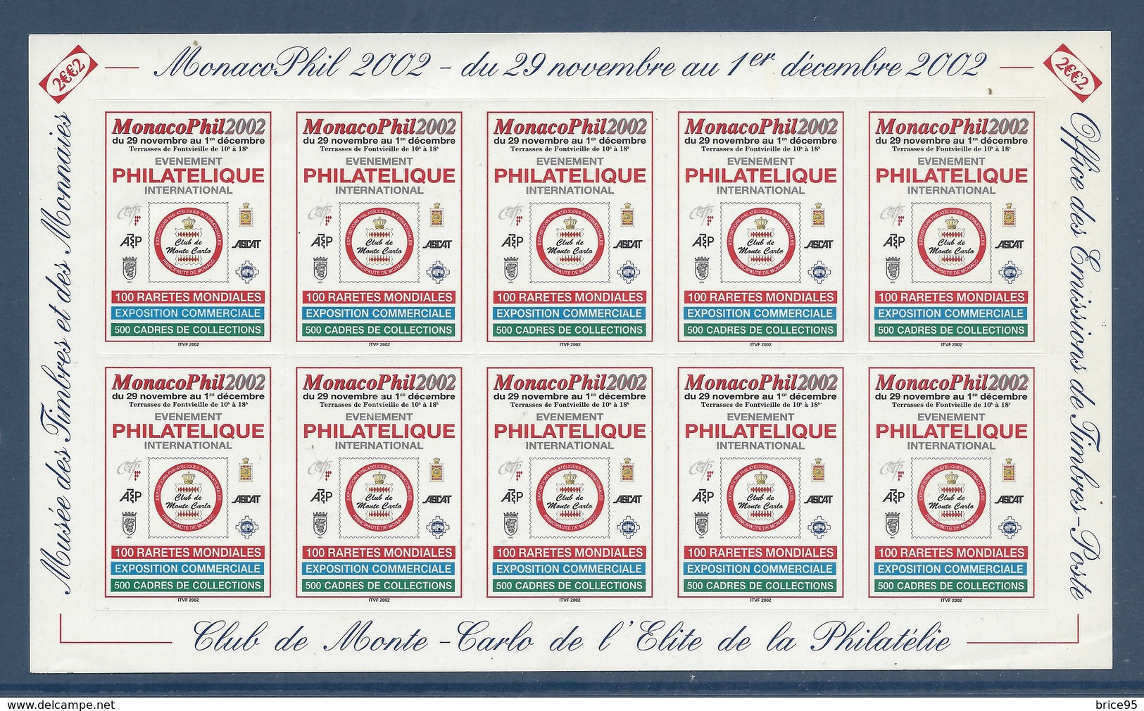 Monaco - 2002 - Expo Monacophil - Vignettes Adhésives - Événement Philatélique International - Neufs ** - Unused Stamps