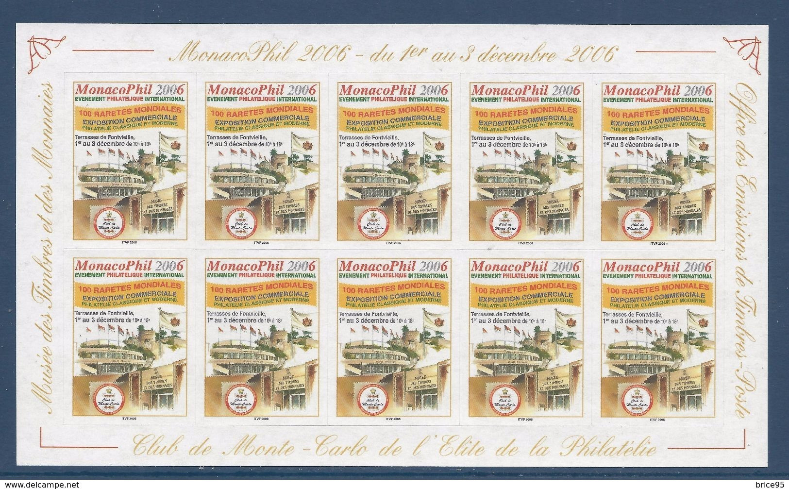 Monaco - 2006 - Expo Monacophil - Vignettes Adhésives - Musée Des Timbres Et Des Monnaies Club De Monte Carlo - Neufs ** - Unused Stamps