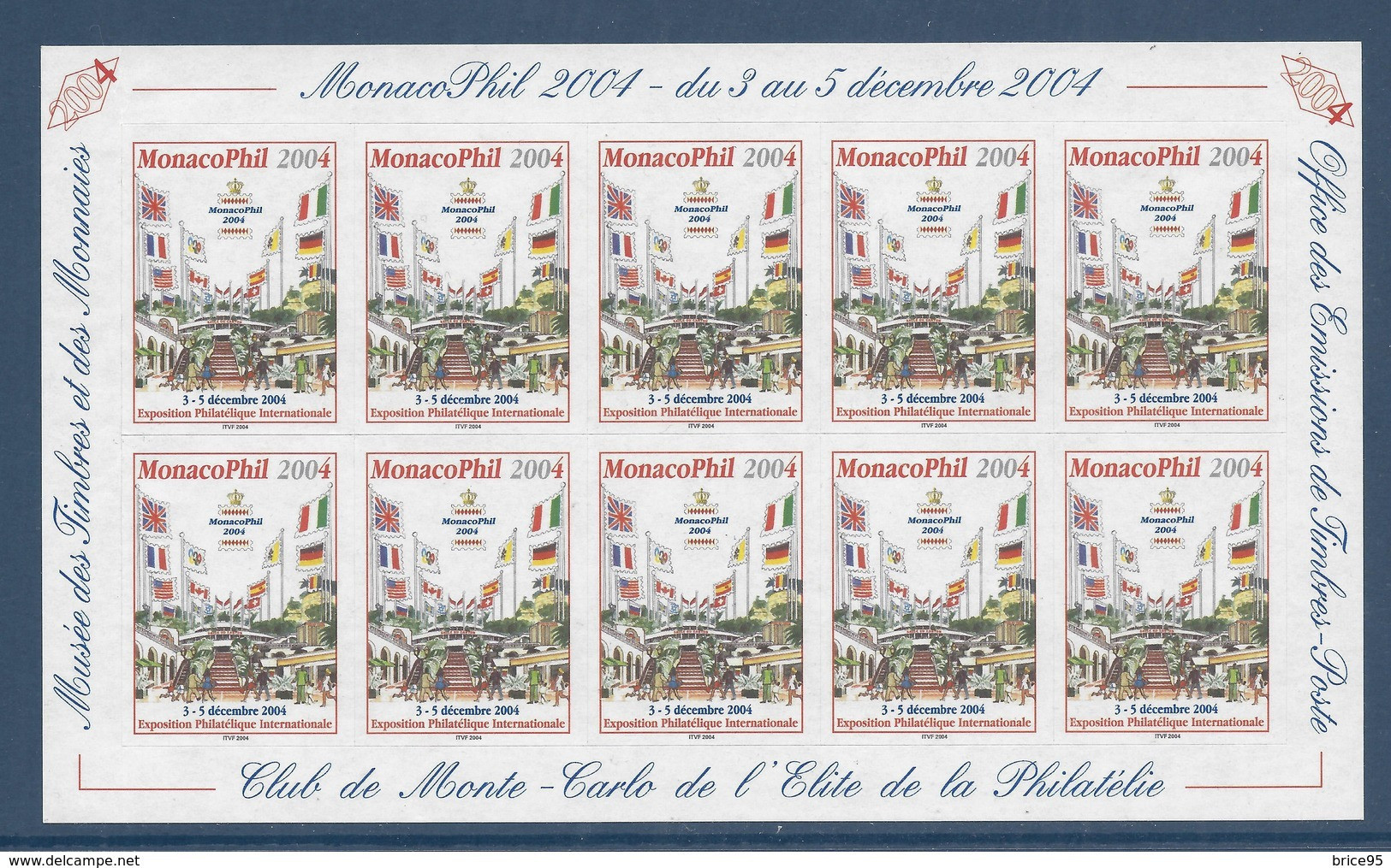 Monaco - 2004 - Expo Monacophil - Vignettes Adhésives - Club Monte Carlo - Neufs ** - Unused Stamps