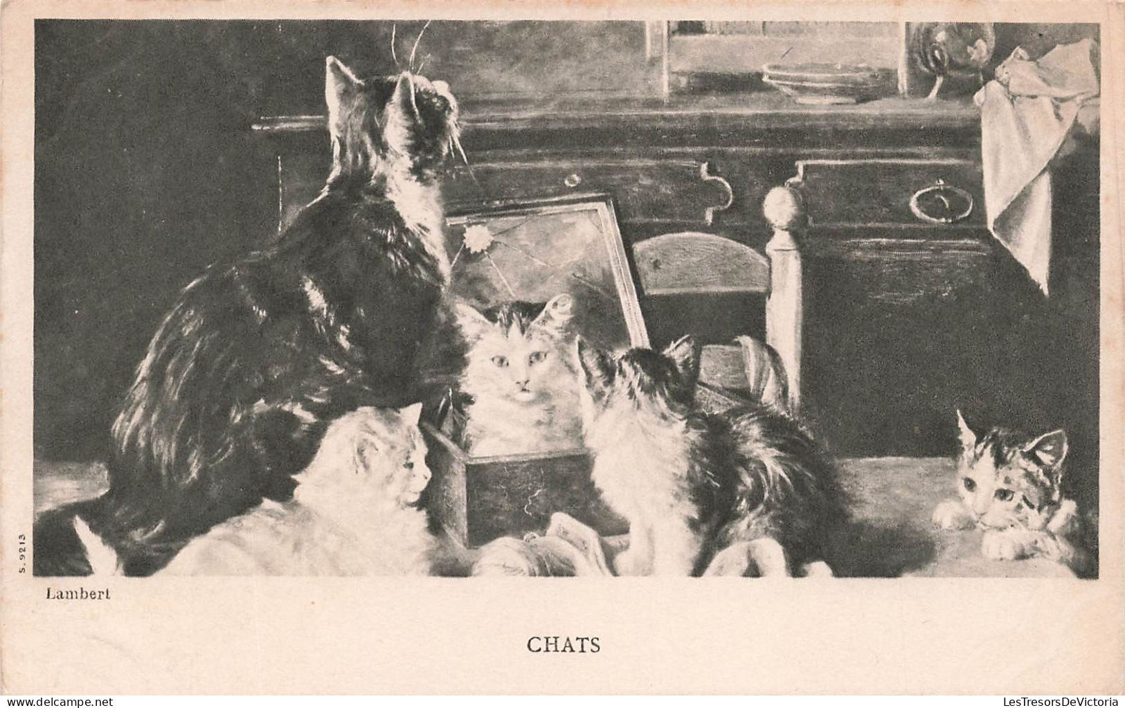 ANIMAUX - Chats - Miroir Brisé - Lambert - Carte Postale Ancienne - Katzen