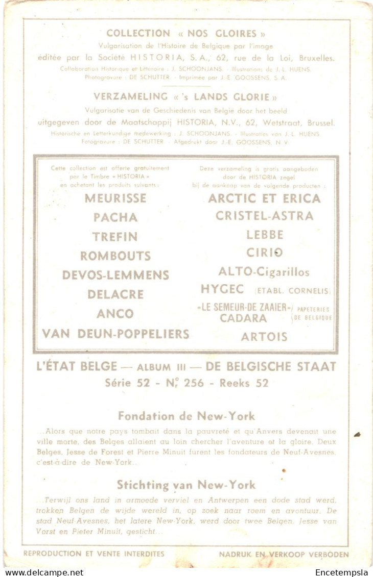 Chromos Belgique  Collection Nos Gloires L'Etat Belge  Fondation De New York    VM76100 - Artis Historia