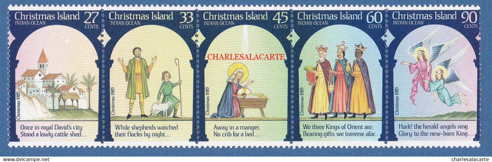 CHRISTMAS ISLAND 1985  CHRISTMAS CAROLS SE TENANT STRIP OF 5  SG 207-211  U.M. - Christmas Island