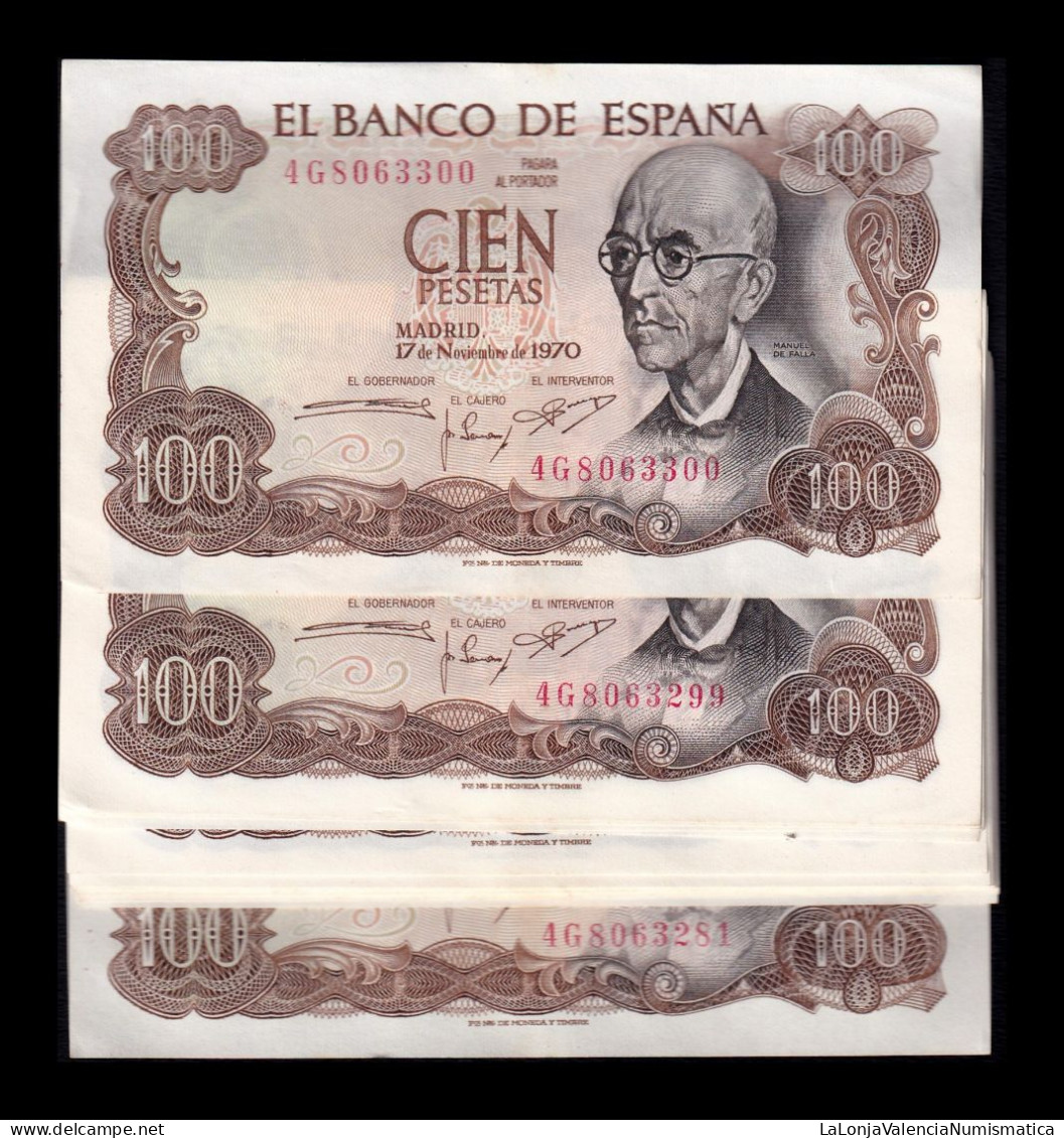 España Spain Lote 19 Billetes 100 Pesetas Manuel De Falla 1970 Pick 152 Serie 4G Ebc/Sc Xf/Unc - 100 Pesetas