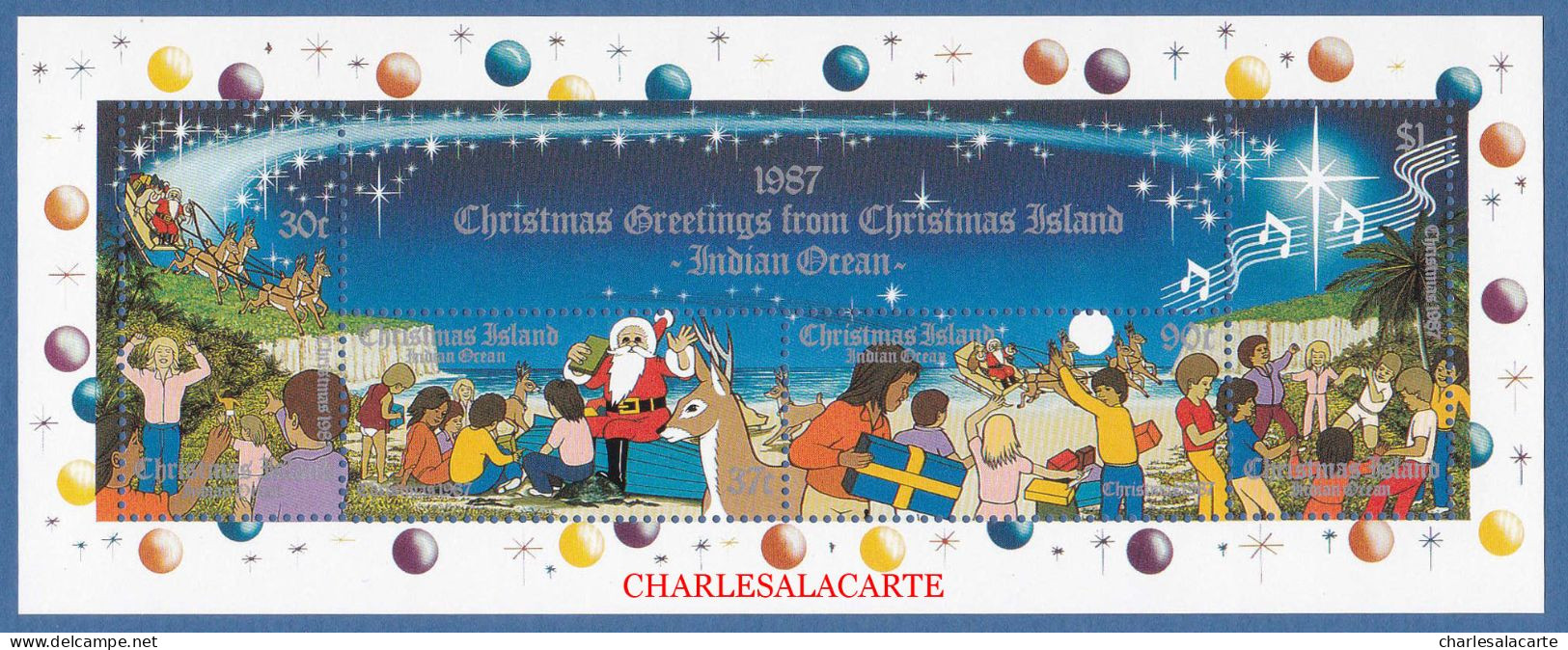 CHRISTMAS ISLAND 1987  CHRISTMAS  BEACH SCENE M.S.  SG MS 245  U.M. - Christmas Island
