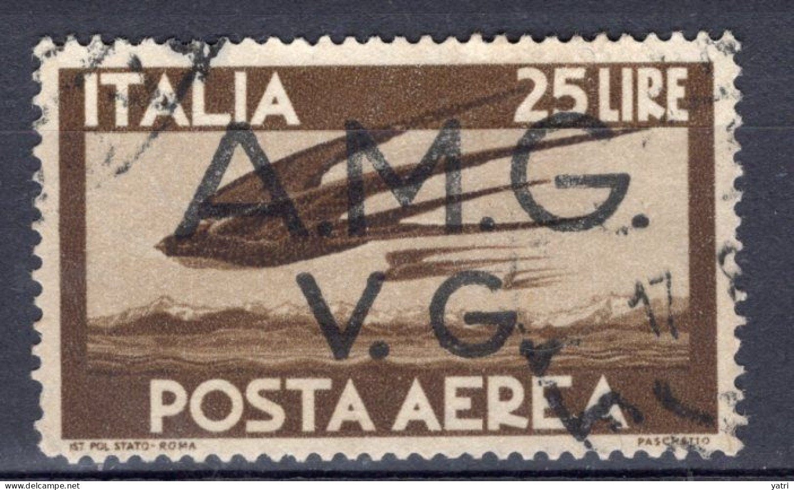 Venezia Giulia - Posta Aerea, 25 Lire Bruno Sass. 7 Ø - Gebraucht