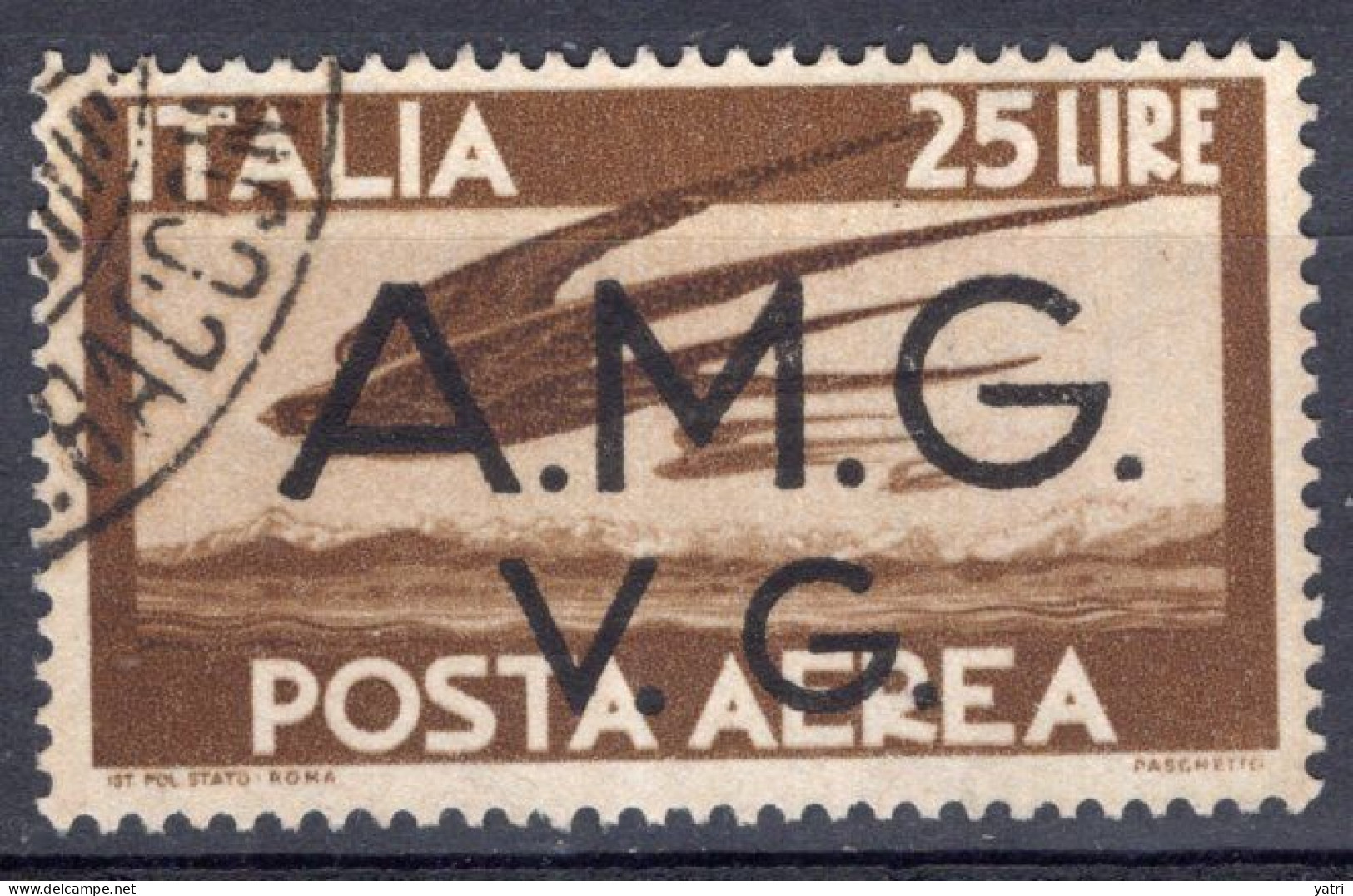 Venezia Giulia - Posta Aerea, 25 Lire Bruno Rossastro Sass. 7a Ø - Gebraucht