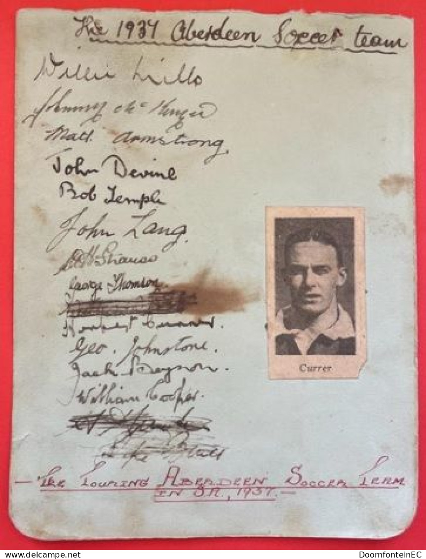 1937 ABERDEEN FOOTBALL TEAM TOUR TO SOUTH AFRICA - ORIGINAL TEAM AUTOGRAPHS - Authographs