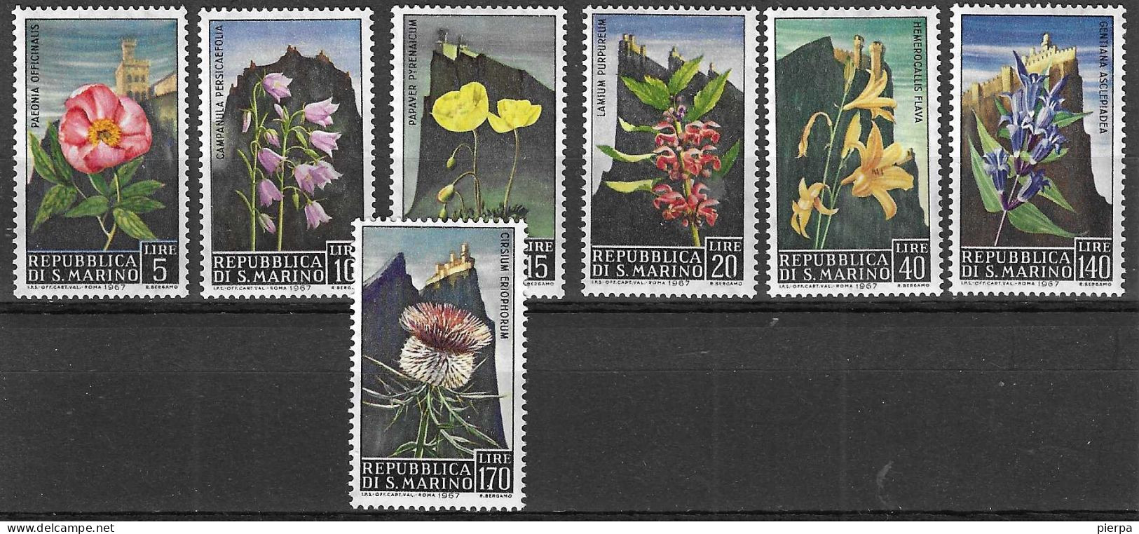 SAN MARINO - 1967 - FIORI - SERIE 7 VALORI - NUOVA MNH** ( YVERT 687\93- MICHEL 880\6 - SS 732\8) - Neufs