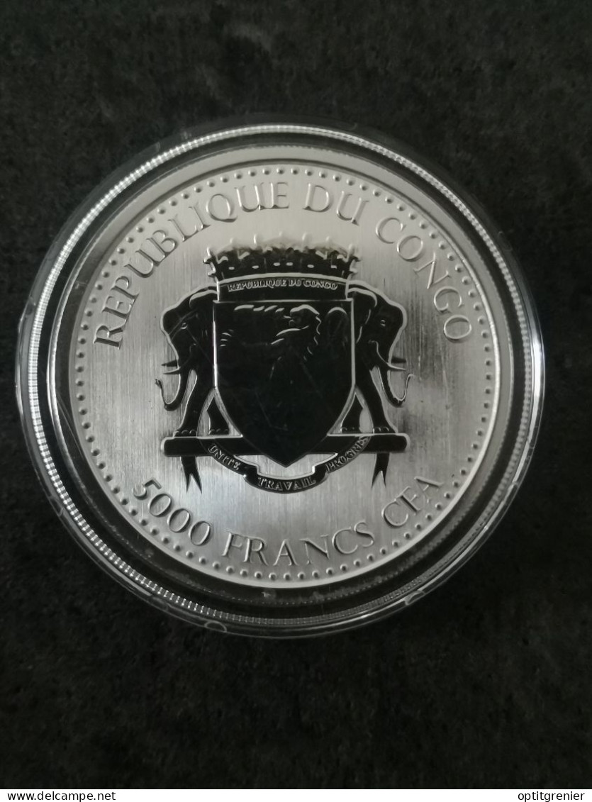 5000 FRANCS CFA BE 1 OZ 999 2017 GORILLE A DOS ARGENTE CONGO 75000 EX. / SILVER PROOF - Congo (República Democrática 1998)