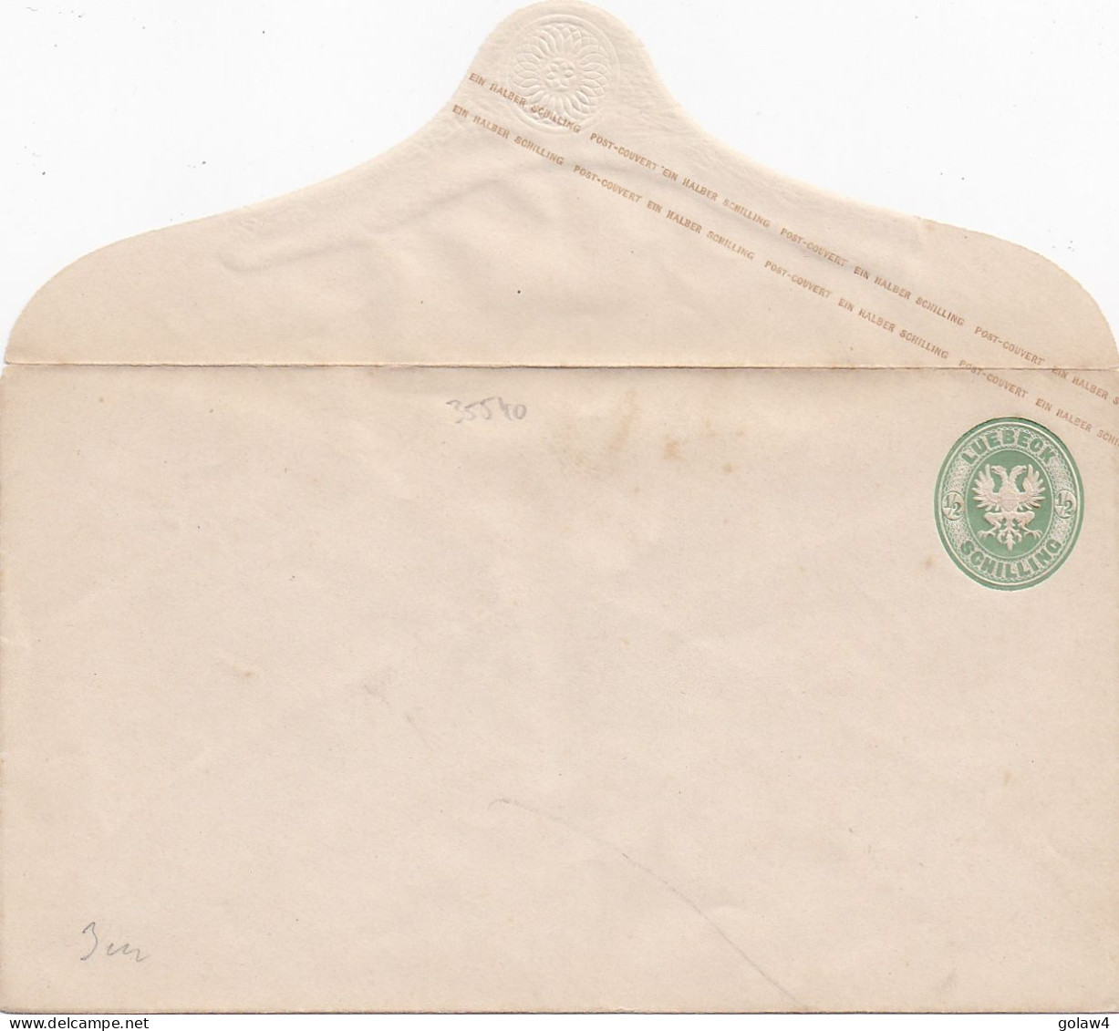 35540# LUEBECK ENTIER POSTAL ENVELOPPE 1/2 SCHILLING LÜBECK NEUF GANZSACHE STATIONERY - Luebeck