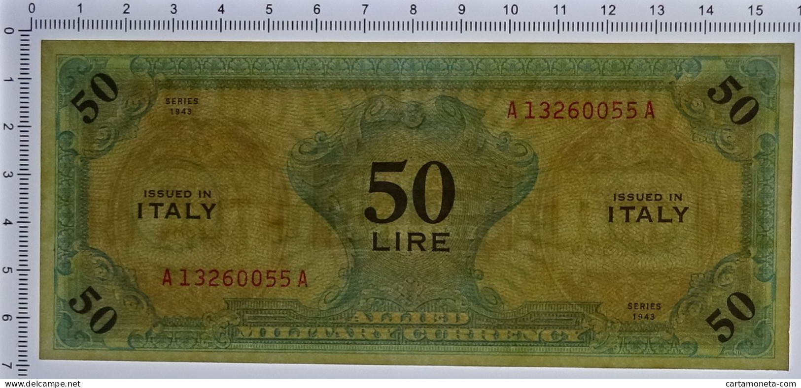 50 LIRE OCCUPAZIONE AMERICANA IN ITALIA MONOLINGUA BEP 1943 QFDS - Ocupación Aliados Segunda Guerra Mundial