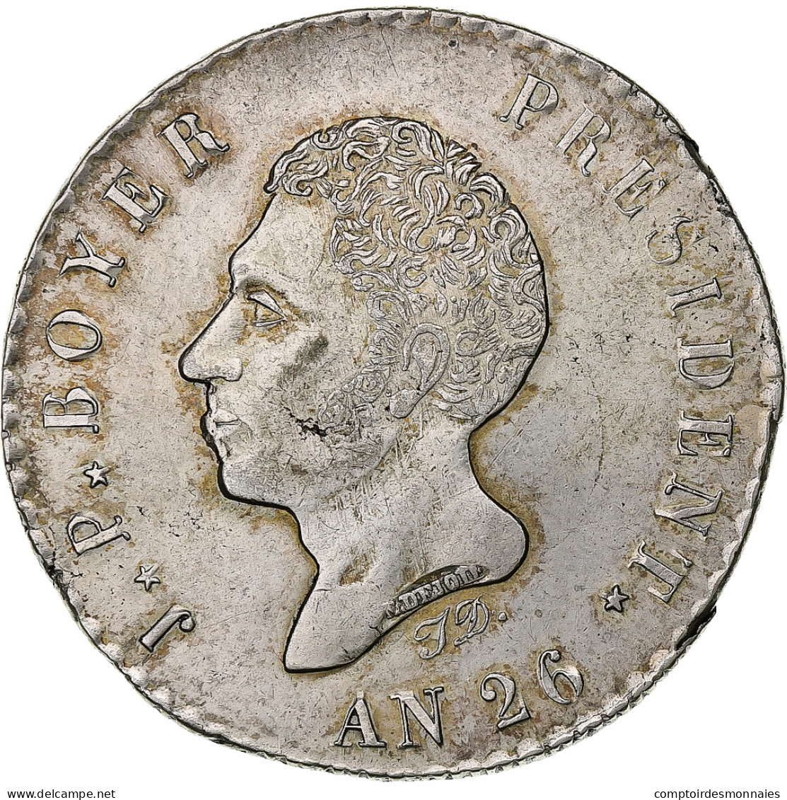 Haïti, Jean-Pierre Boyer, 100 Centimes, AN 26 (1829), Argent, TTB+ - Haití