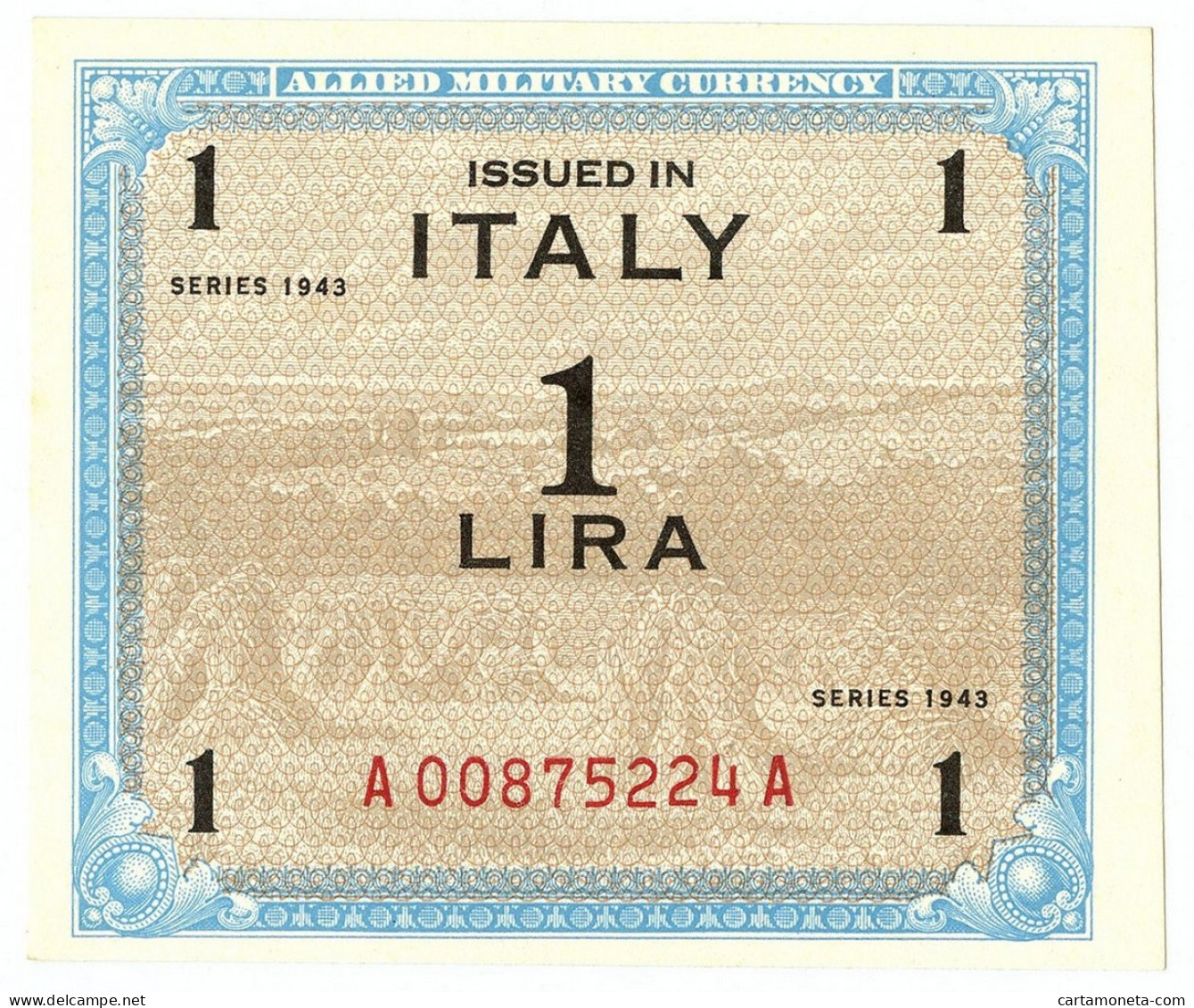 1 LIRA OCCUPAZIONE AMERICANA IN ITALIA MONOLINGUA BEP 1943 QFDS - Ocupación Aliados Segunda Guerra Mundial