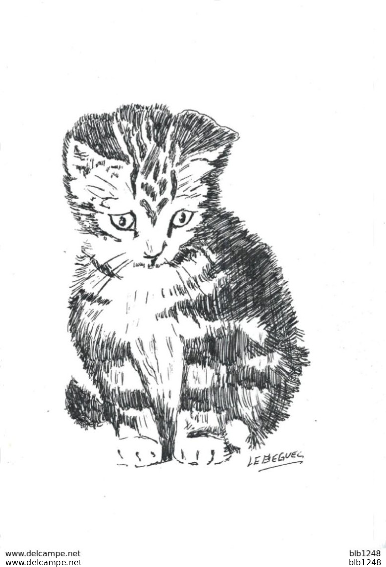 Art & Antiquités > Tableaux > Le Chaton  Dessin Encre Original Encadré De Bernard Le Beguec - Drawings