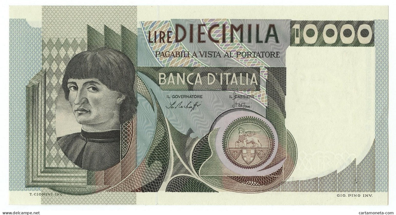 10000 LIRE RITRATTO D'UOMO A MEZZOBUSTO ANDREA DEL CASTAGNO 30/10/1976 QFDS - Altri & Non Classificati