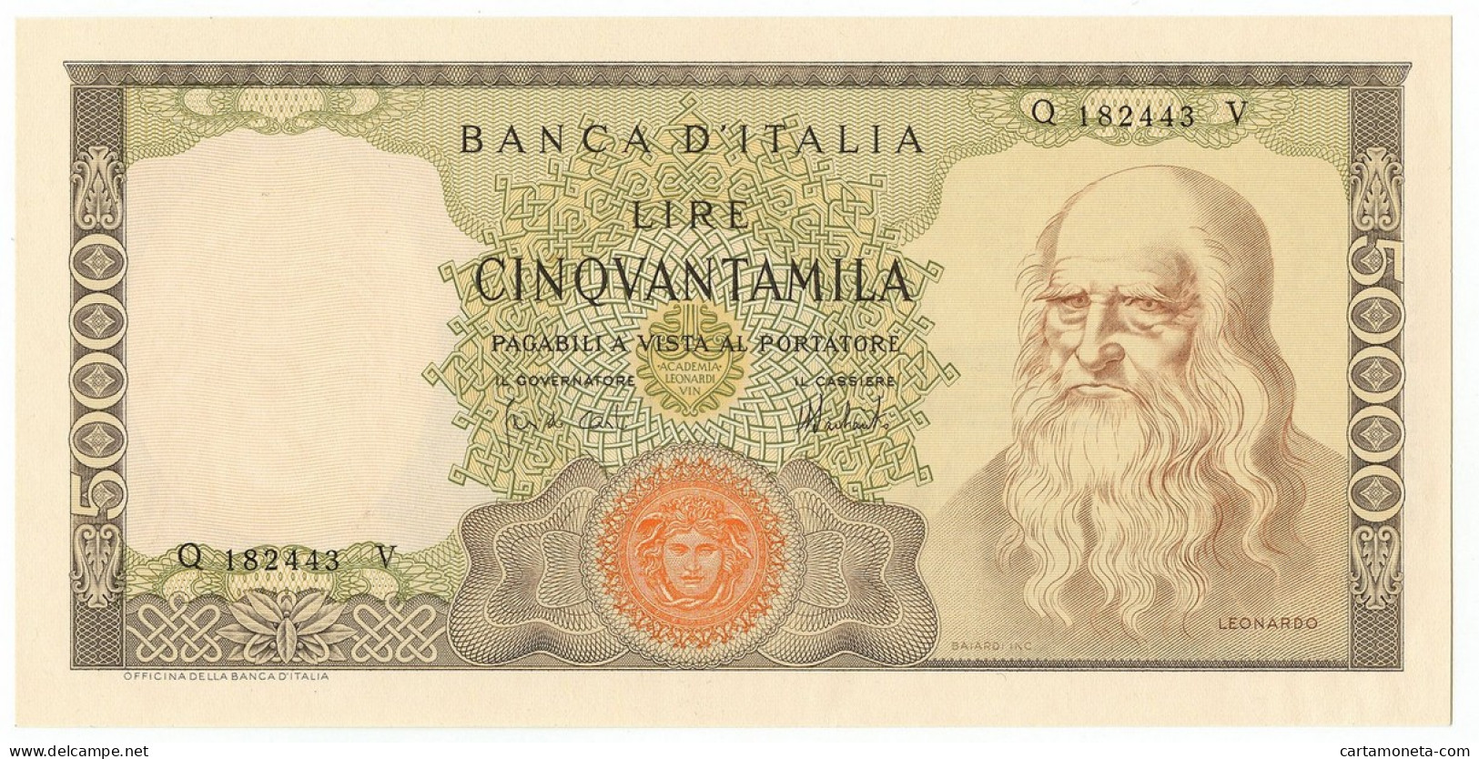 50000 LIRE BANCA D'ITALIA LEONARDO DA VINCI MEDUSA 04/02/1974 FDS-/FDS - Andere & Zonder Classificatie