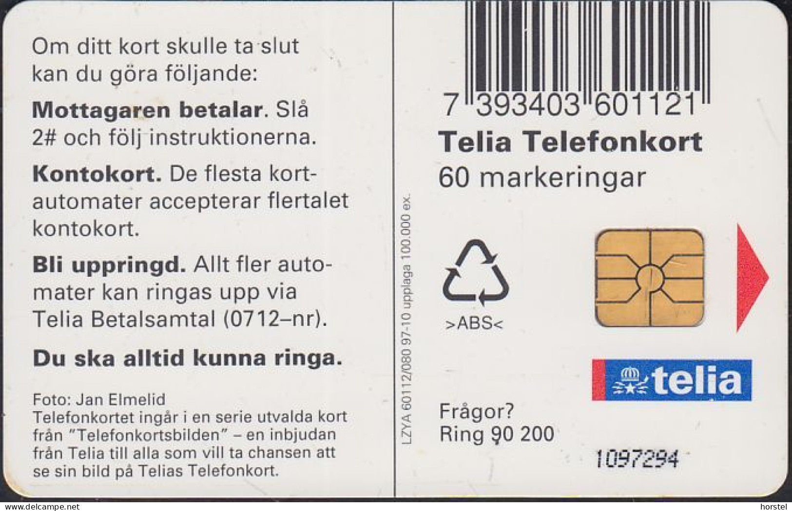 Schweden Chip 237 Cat - Katze  (60112/080) - 1097294 - Sweden