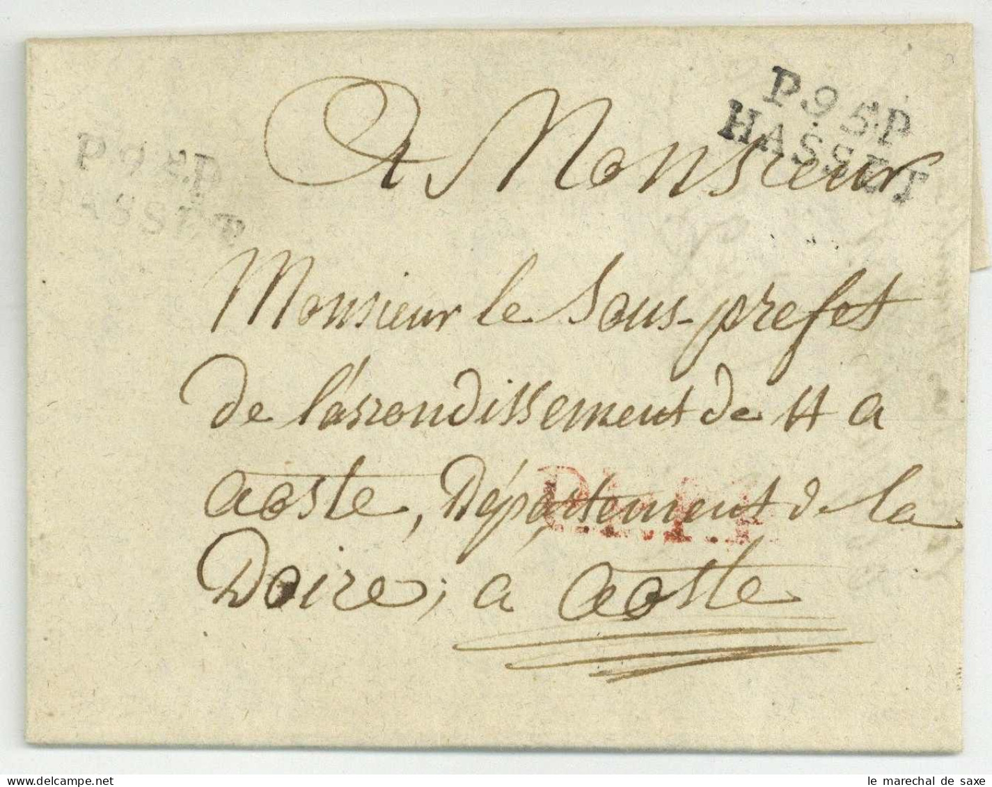 P.95.P. HASSELT Beringen Pour Aoste Aosta 1807 Gendarmerie Imperiale - 1792-1815 : Departamentos Conquistados